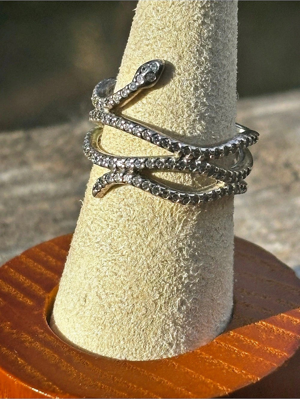 Pandora Triple Band Pavé Snake Chain Pattern Ring